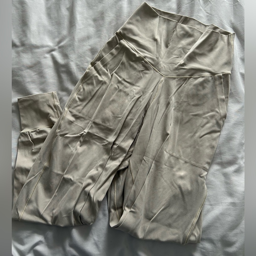 Beige High-Waisted Pants